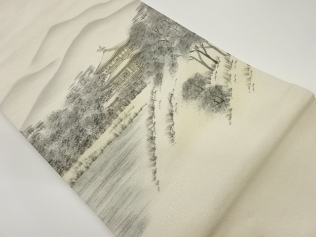金通し手描き金閣寺模様名古屋帯